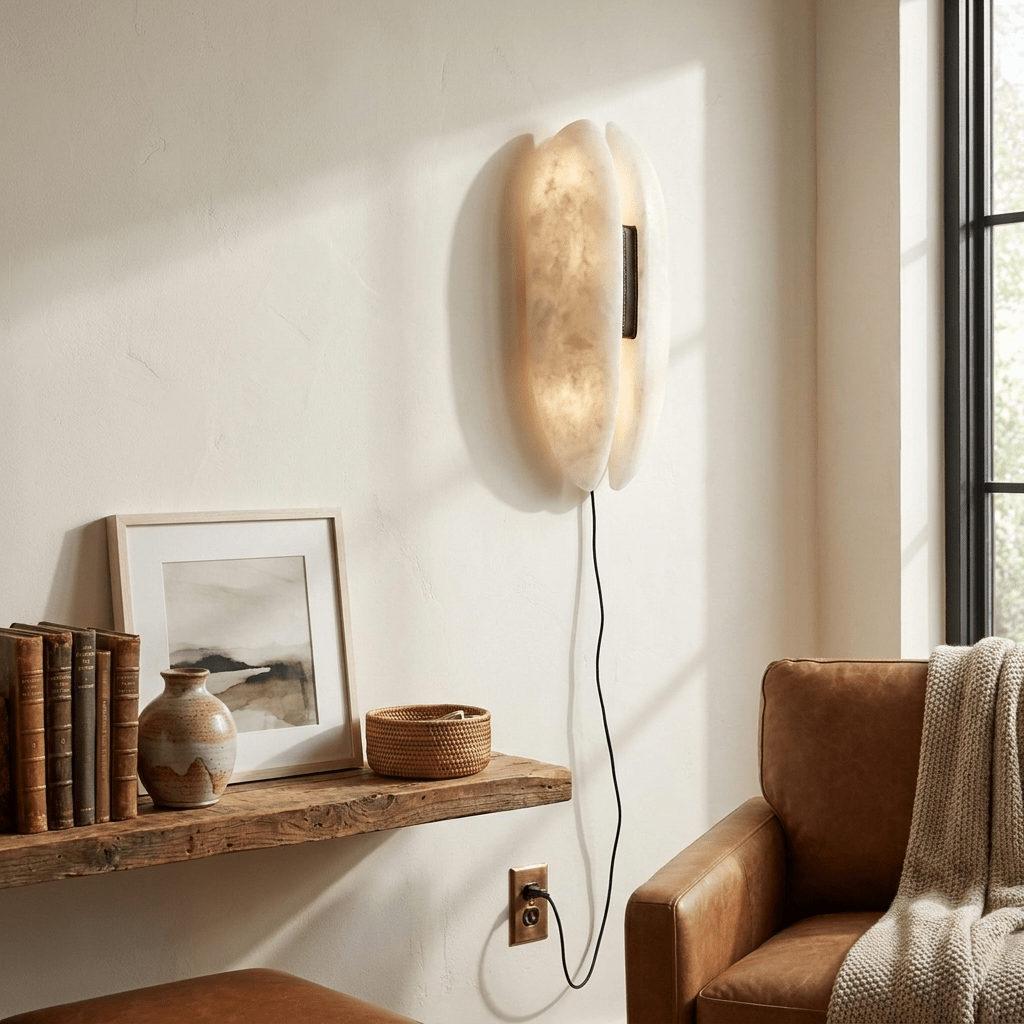 Alabaster Veil Plug-in Wall Sconce – product view 8