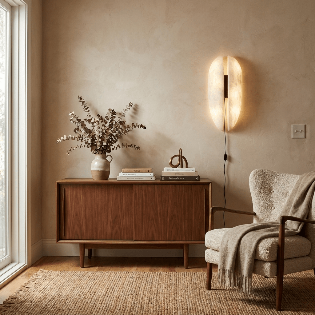 Alabaster Veil Plug-in Wall Sconce – product view 10