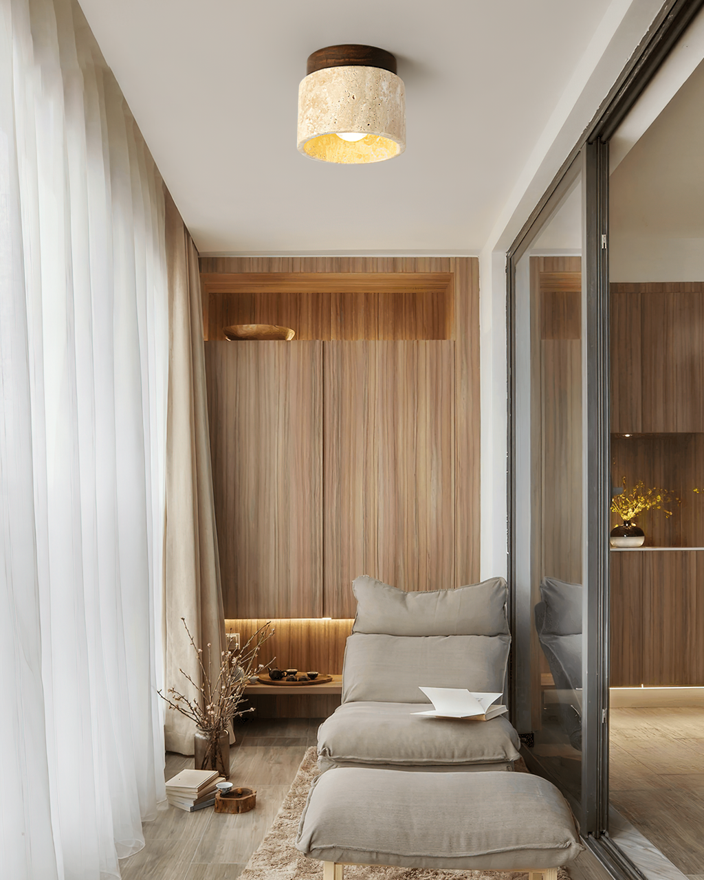 Sonoma Stone Travertine Ceiling Light — product view 3