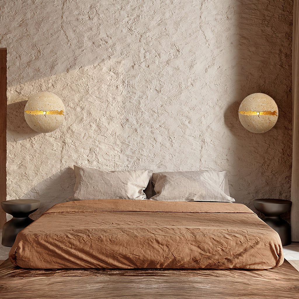 Dino Egg Stone Travertine Wall Lamp — product view 3