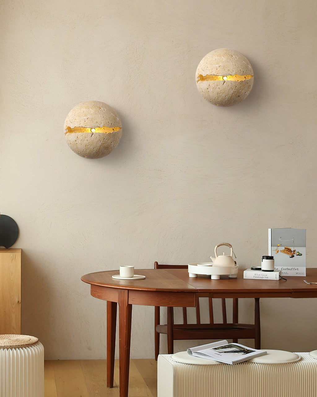 Dino Egg Stone Travertine Wall Lamp — product view 4