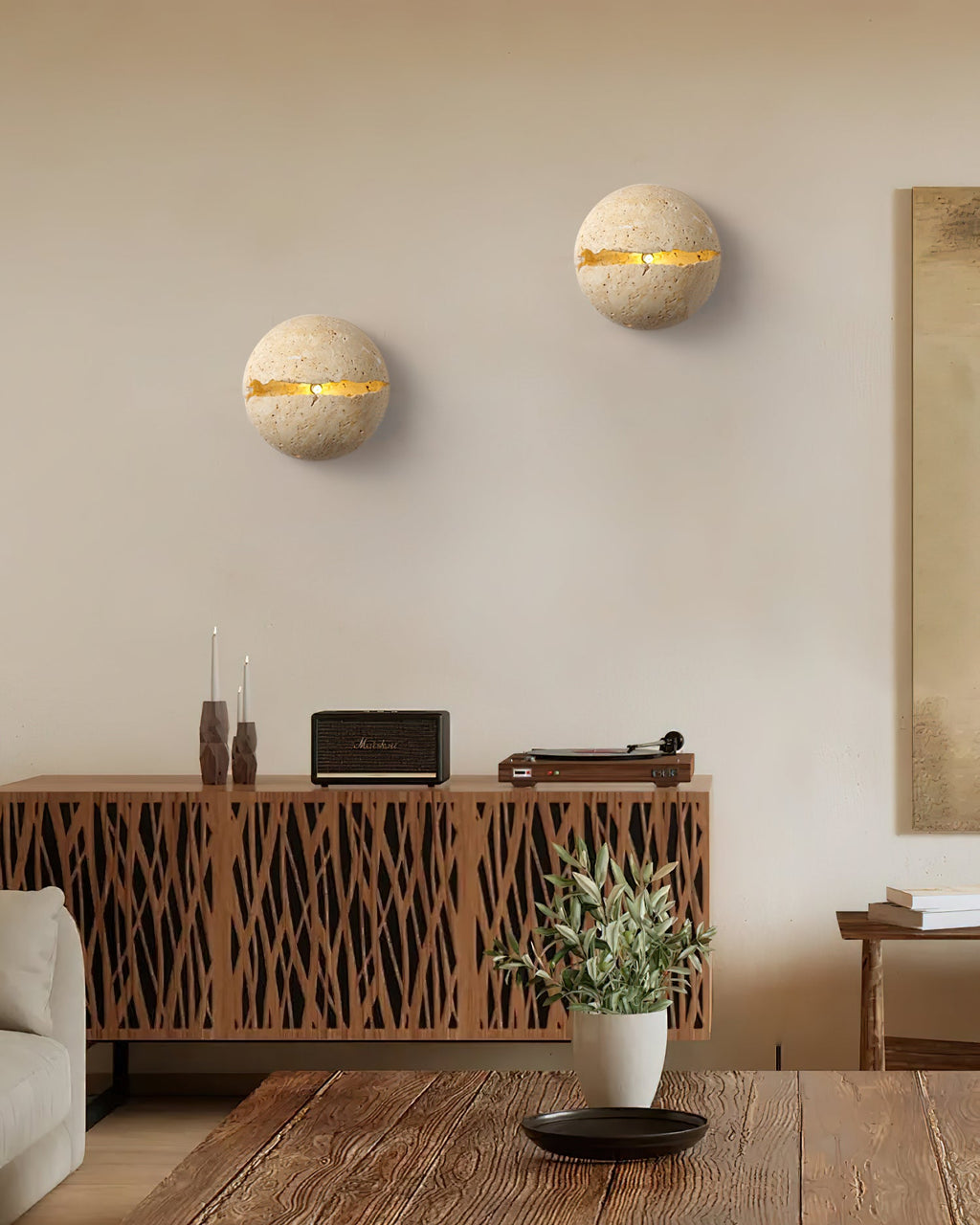 Dino Egg Stone Travertine Wall Lamp — product view 14