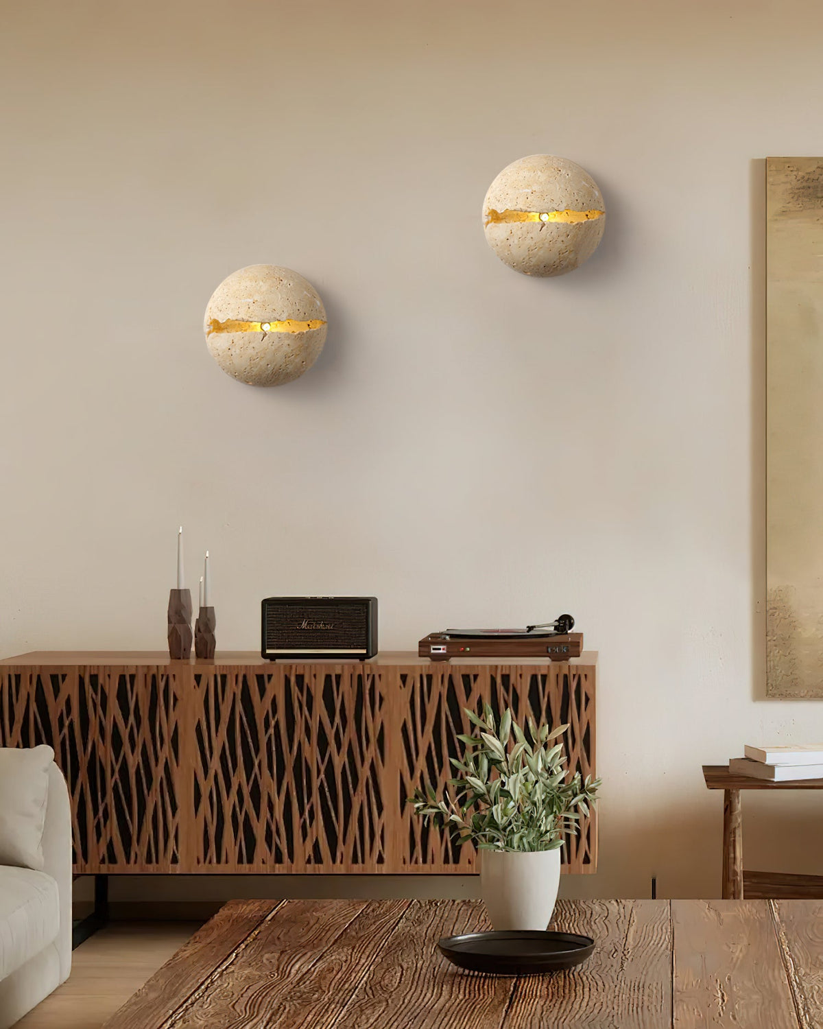Dino Egg Stone Travertine Wall Lamp — product view 14