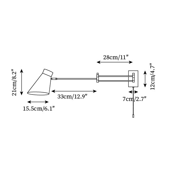 Zenith Swing Plug In Metal Wall Lamp — product view 5