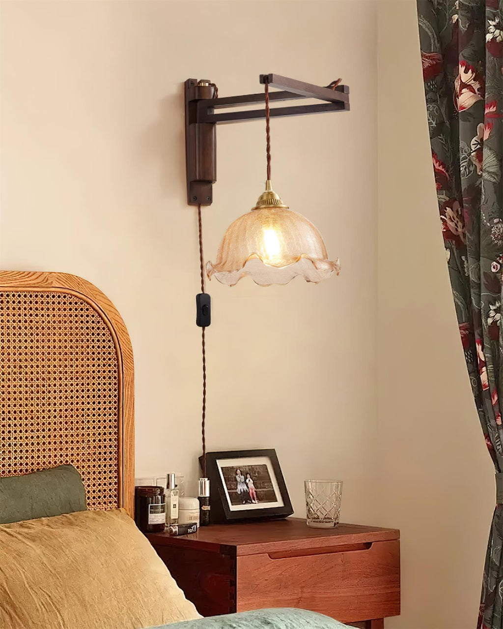 Vintage Maria Plug In Glass Wall Lamp — product view 3