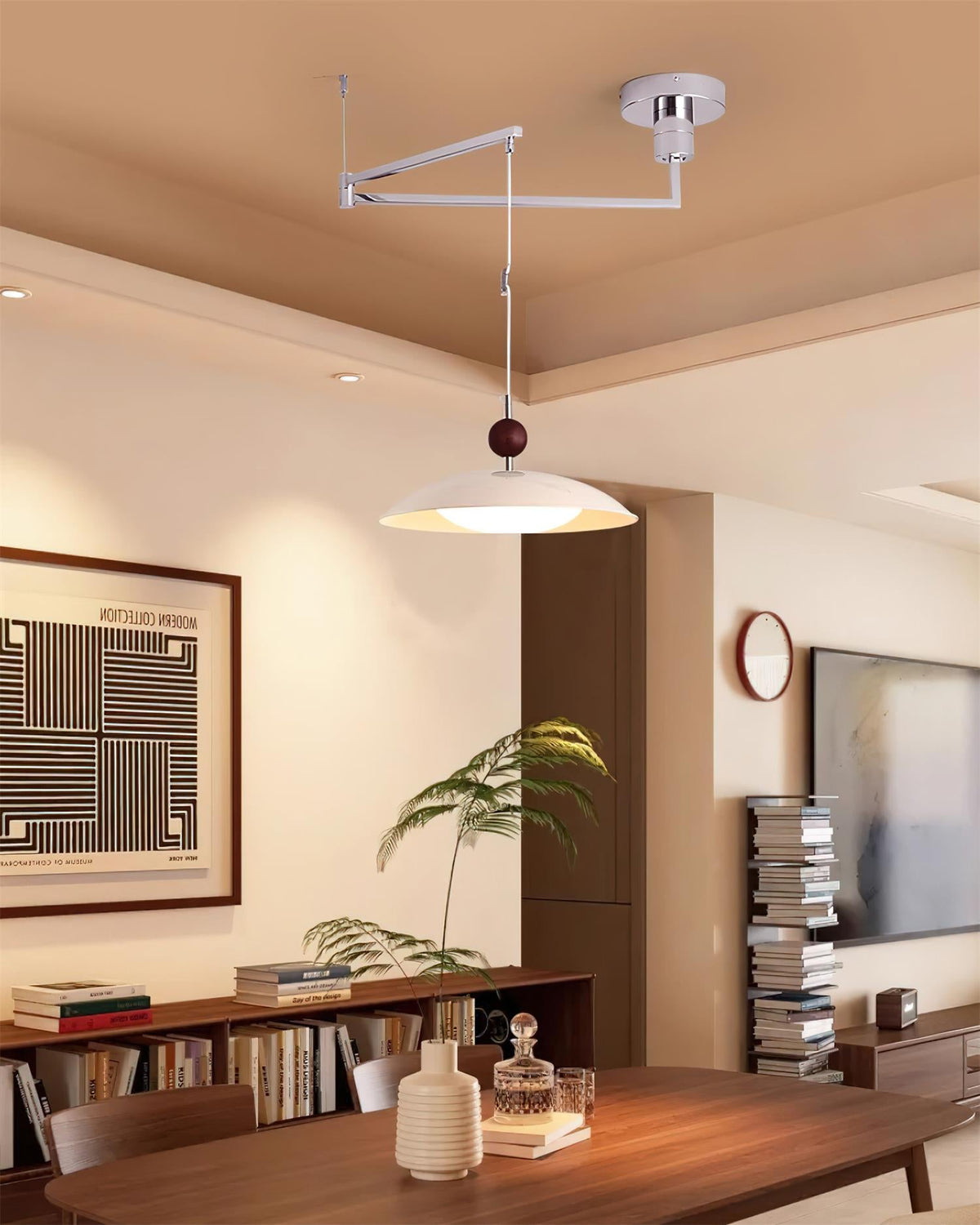 Manta Swing Arm Wood Pendant Light — product view 3