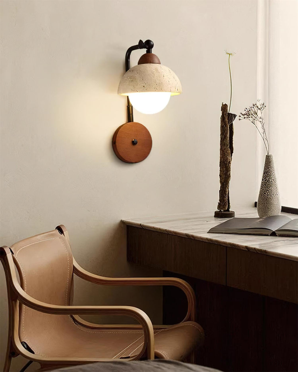 Marion Travertine Wall Light — product view 6