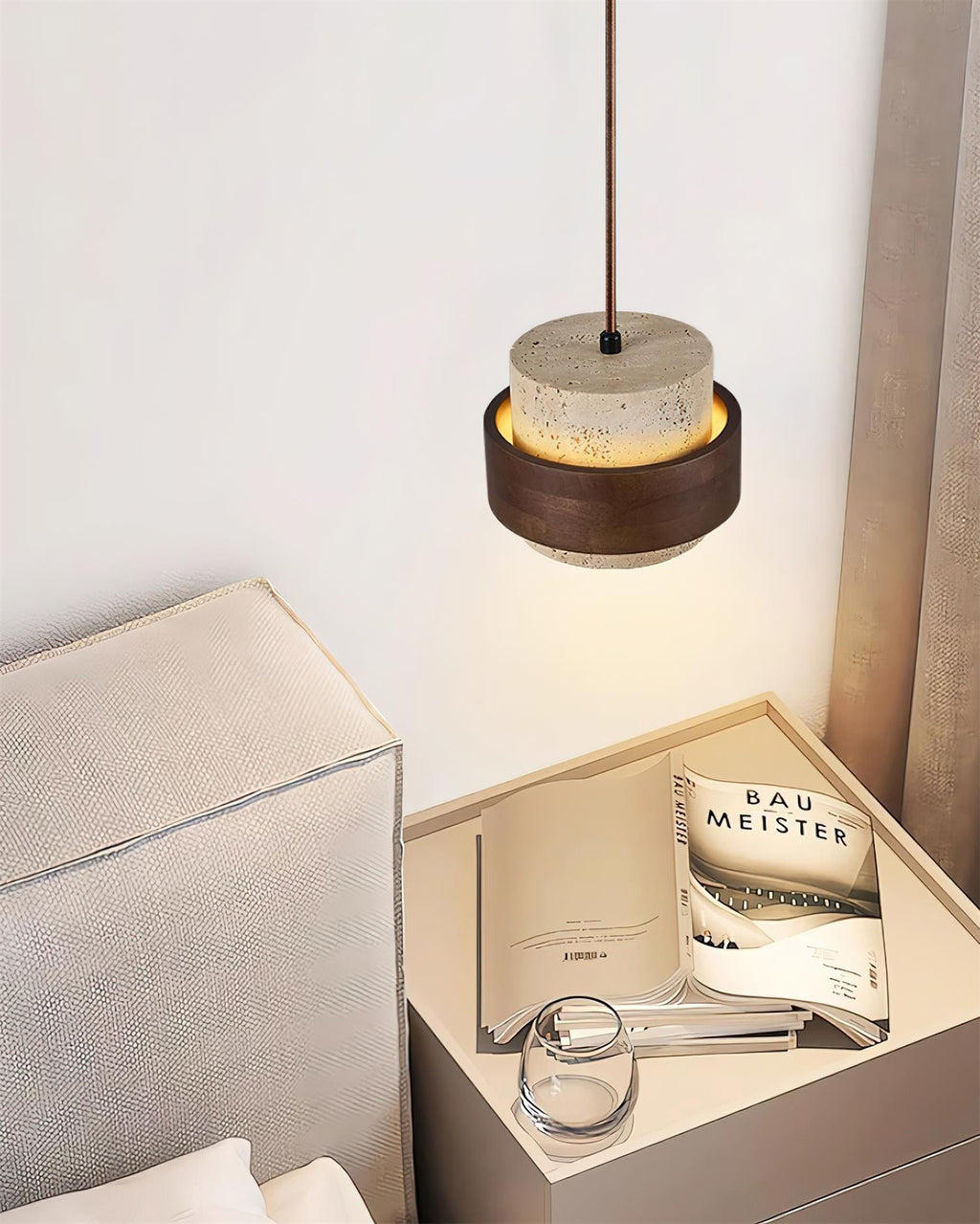 Cole Travertine Pendant Lamp — product view 5