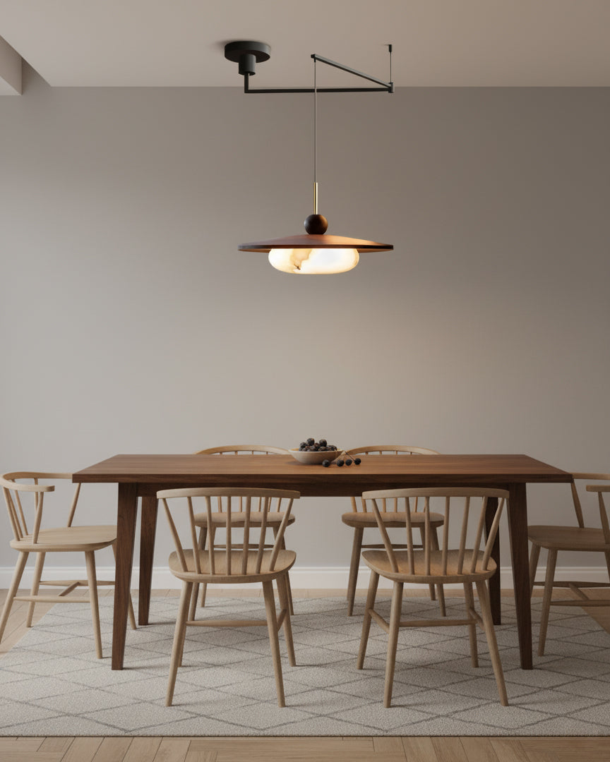 Vicenza Swing Arm Faux Alabaster Pendant Light — product view 3
