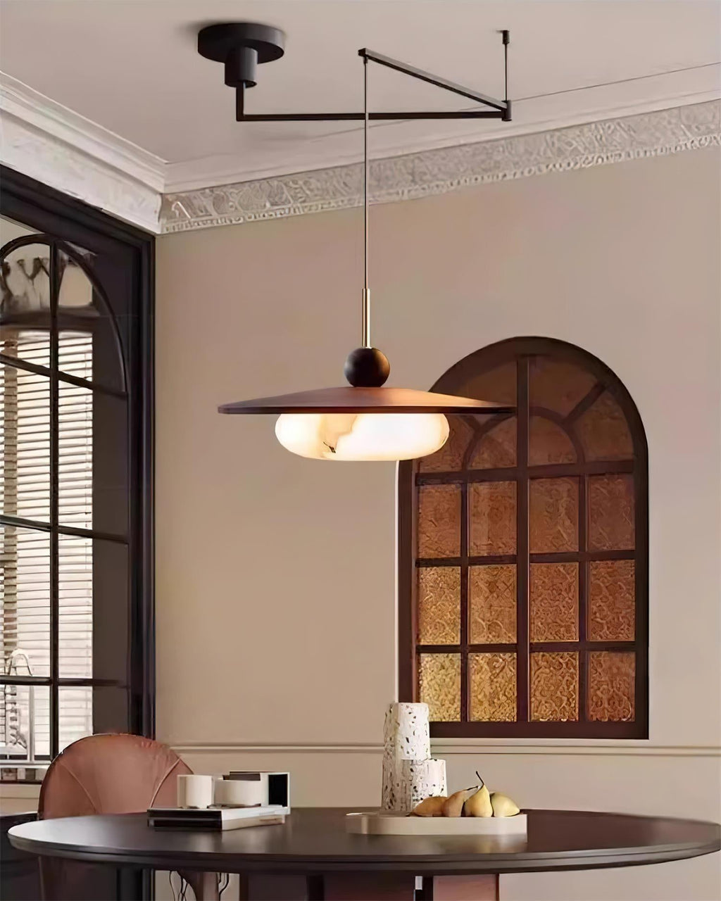 Vicenza Swing Arm Faux Alabaster Pendant Light — product view 10