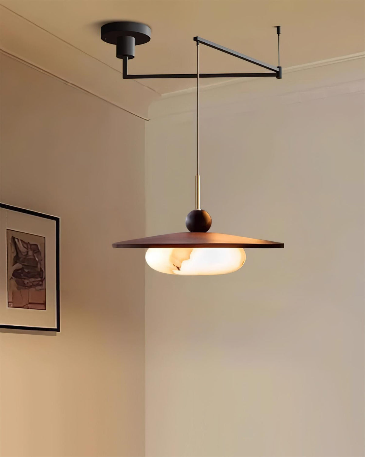 Vicenza Swing Arm Faux Alabaster Pendant Light — product view 14