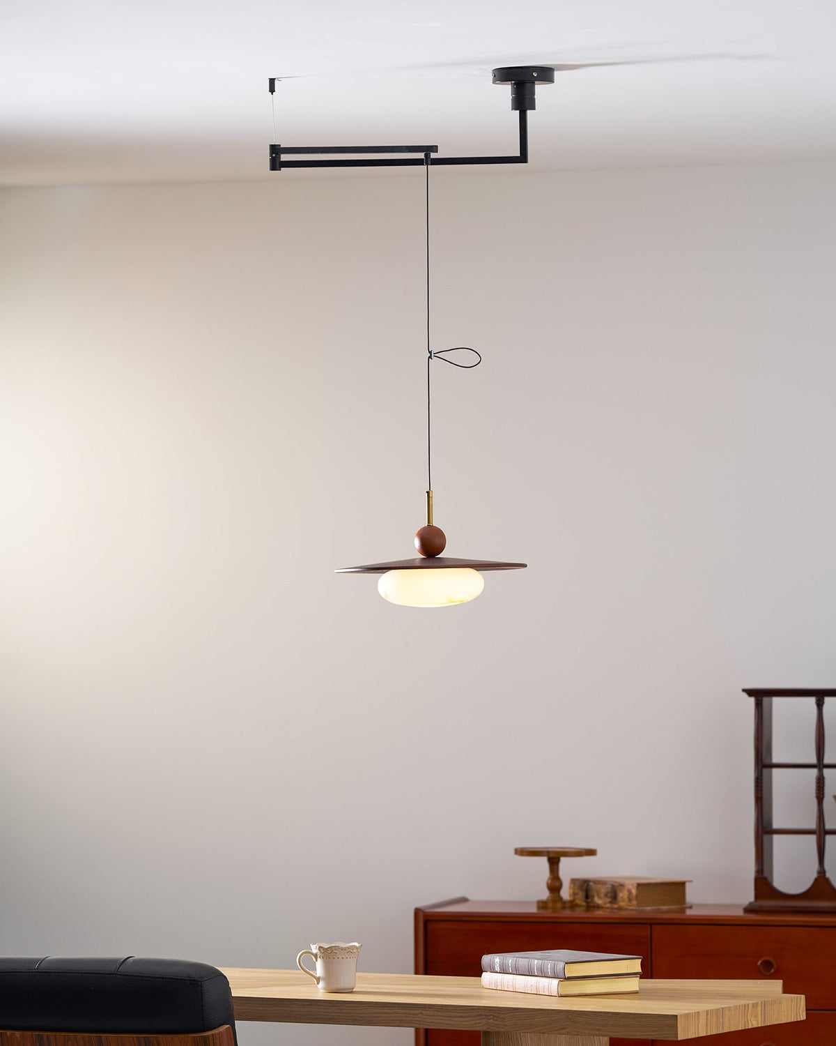 Vicenza Swing Arm Faux Alabaster Pendant Light — product view 25