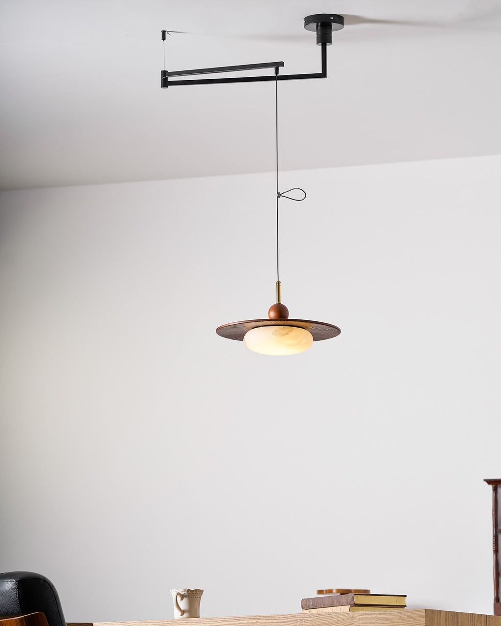 Vicenza Swing Arm Faux Alabaster Pendant Light — product view 27