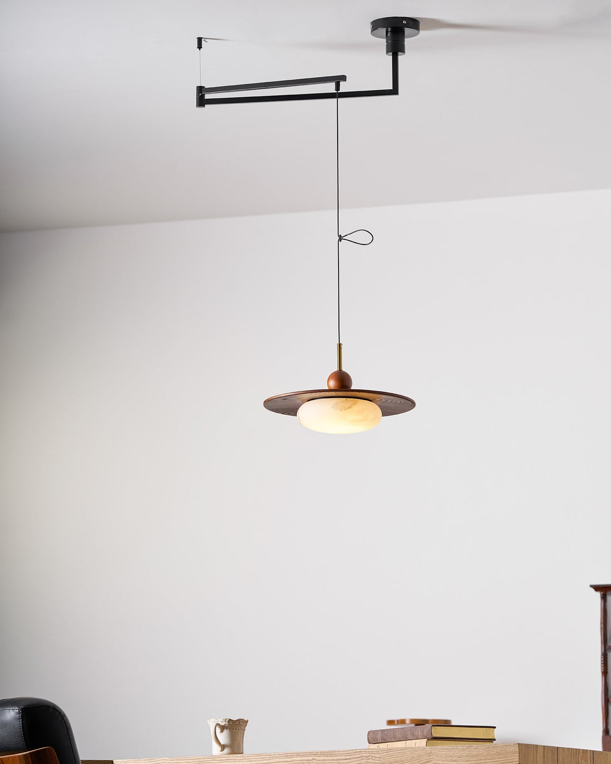 Vicenza Swing Arm Faux Alabaster Pendant Light — product view 27