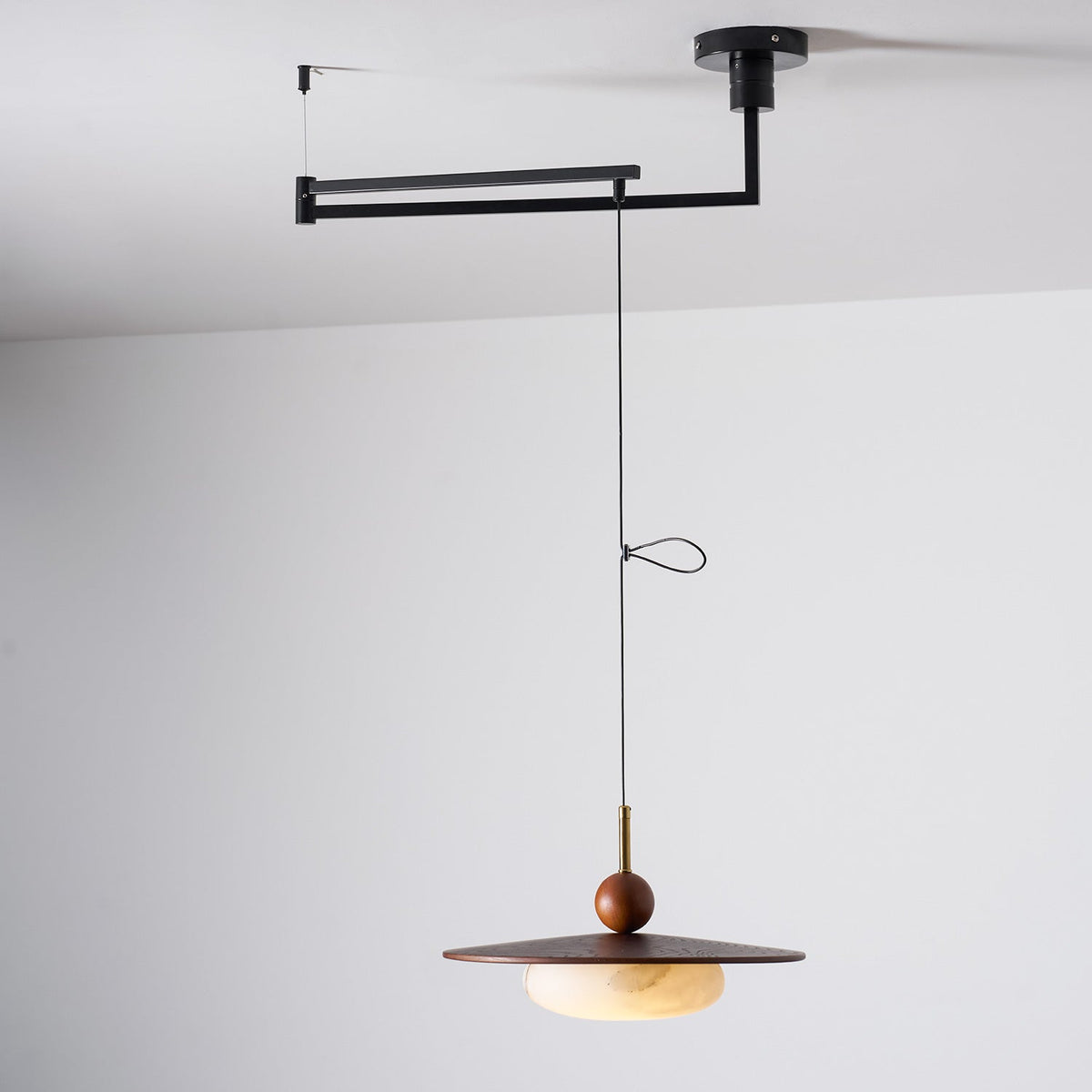 Vicenza Swing Arm Faux Alabaster Pendant Light — product view 30