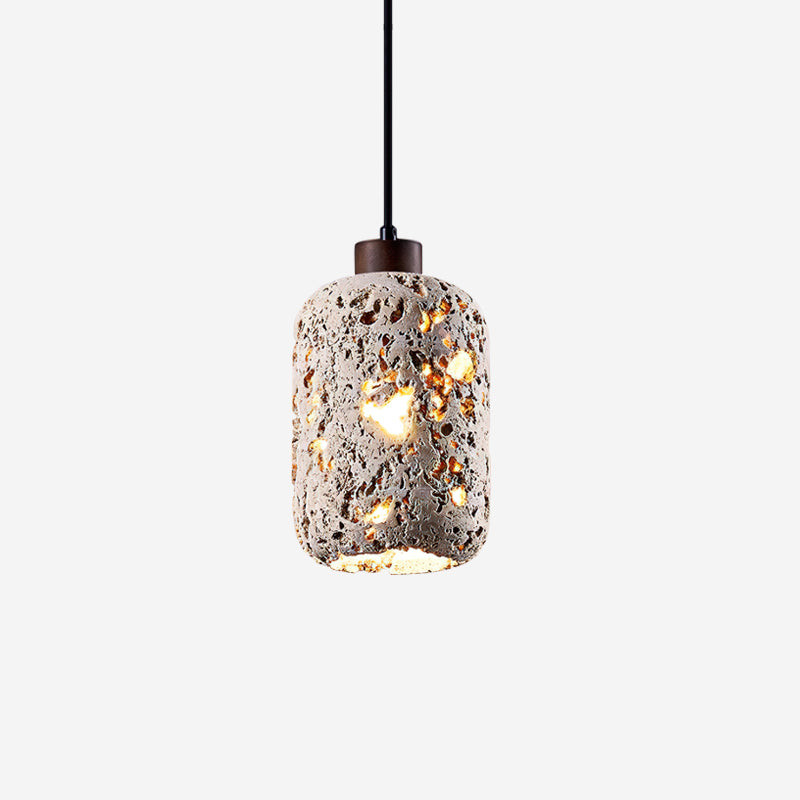 Pierced Cylinder Travertine Pendant Lamp — product view 1