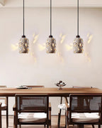 Pierced Cylinder Travertine Pendant Lamp — product view 3
