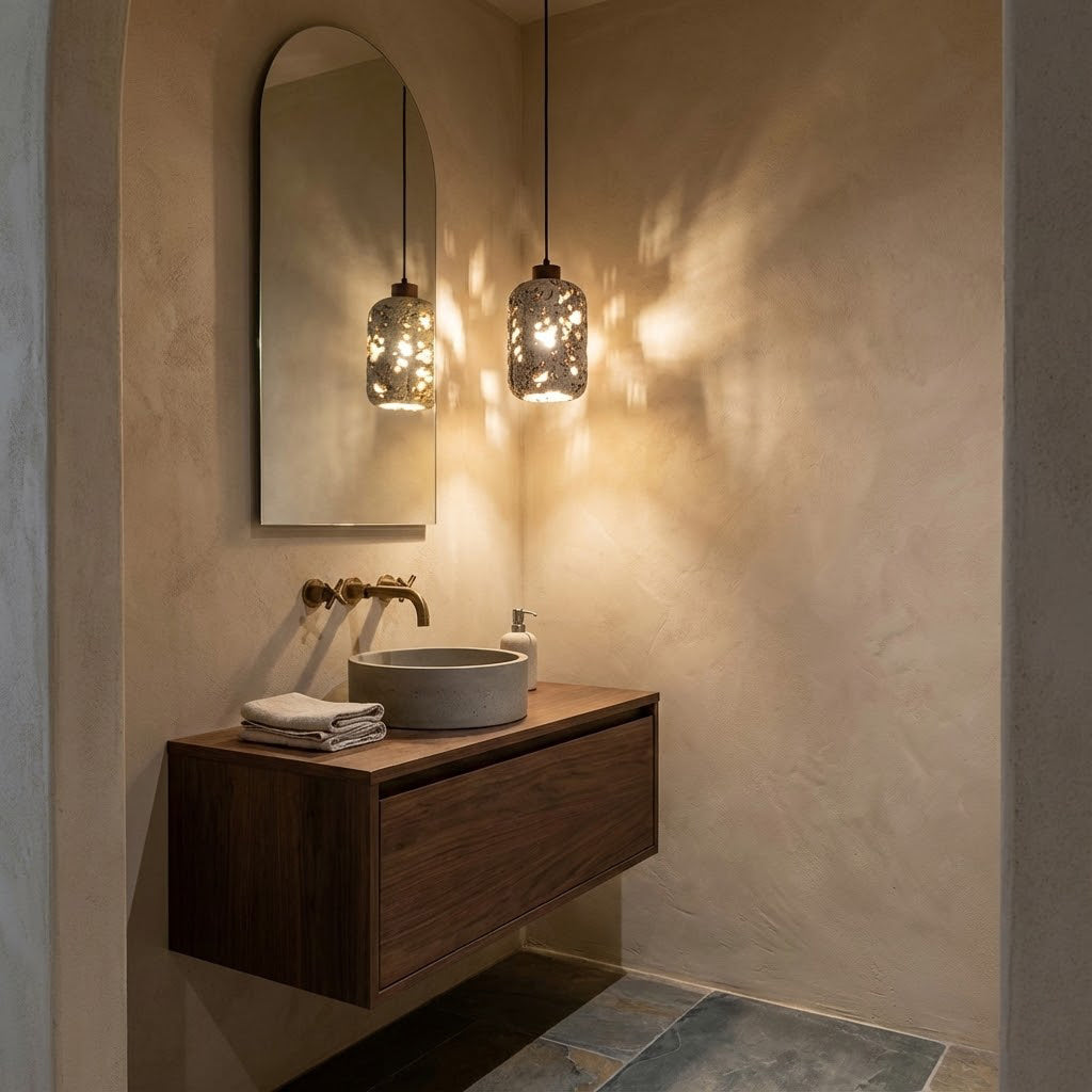 Pierced Cylinder Travertine Pendant Lamp — product view 8