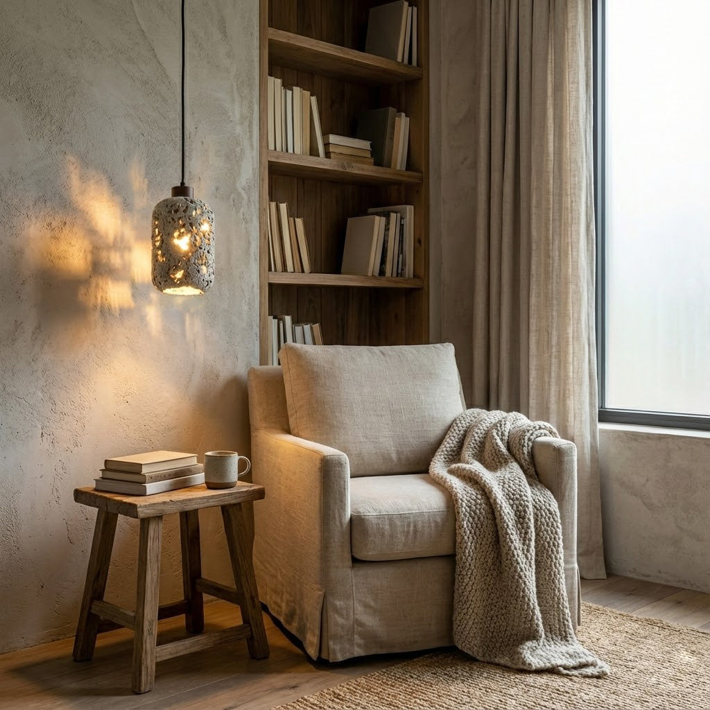 Pierced Cylinder Travertine Pendant Lamp — product view 9