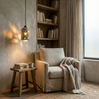Pierced Cylinder Travertine Pendant Lamp — product view 9