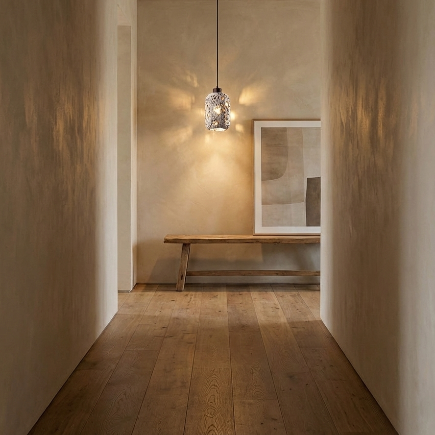 Pierced Cylinder Travertine Pendant Lamp — product view 12