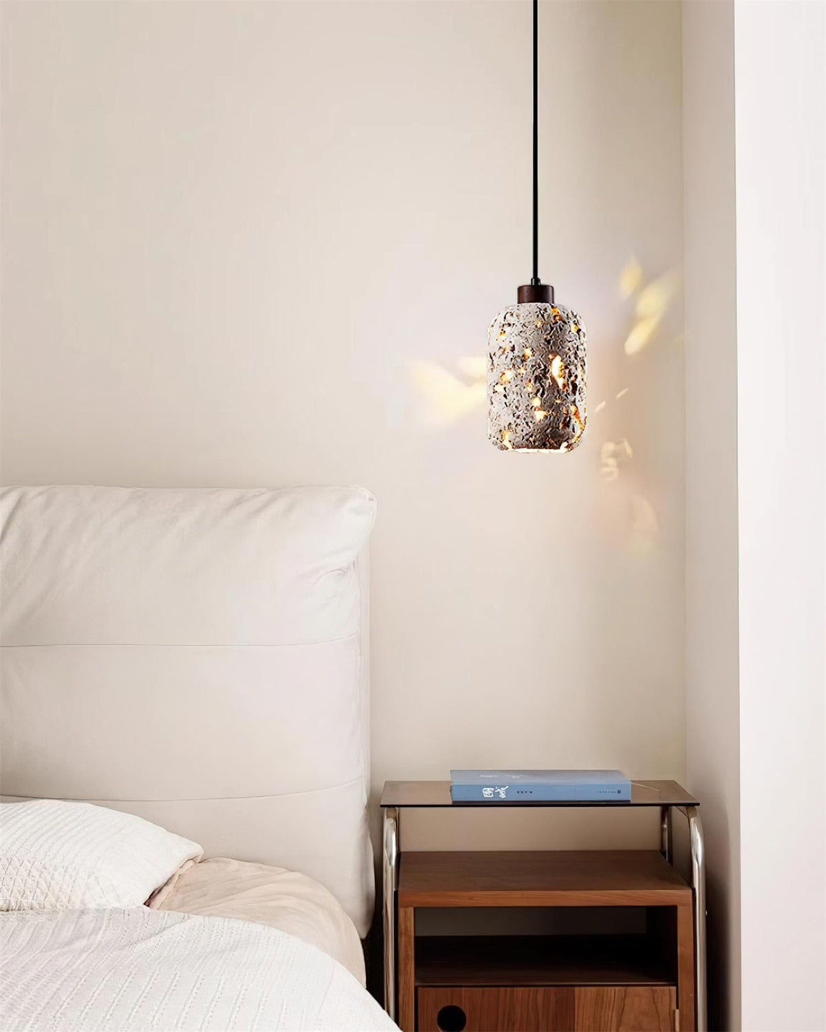 Pierced Cylinder Travertine Pendant Lamp — product view 14