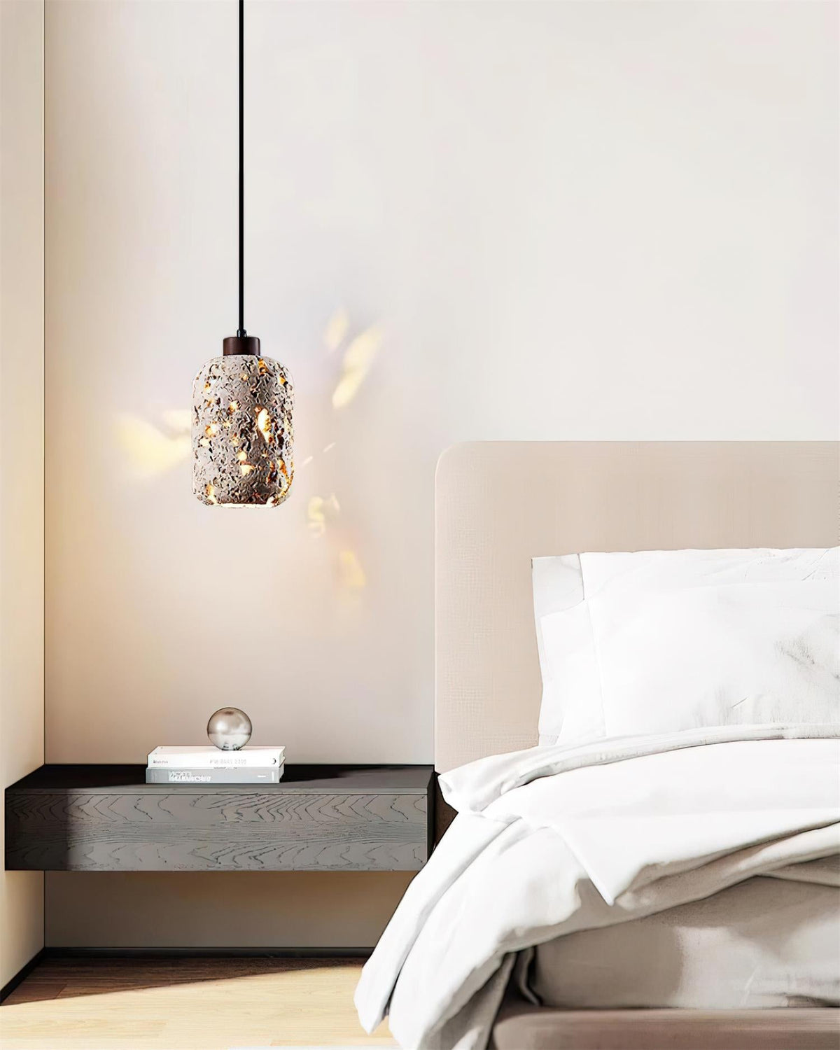 Pierced Cylinder Travertine Pendant Lamp — product view 15