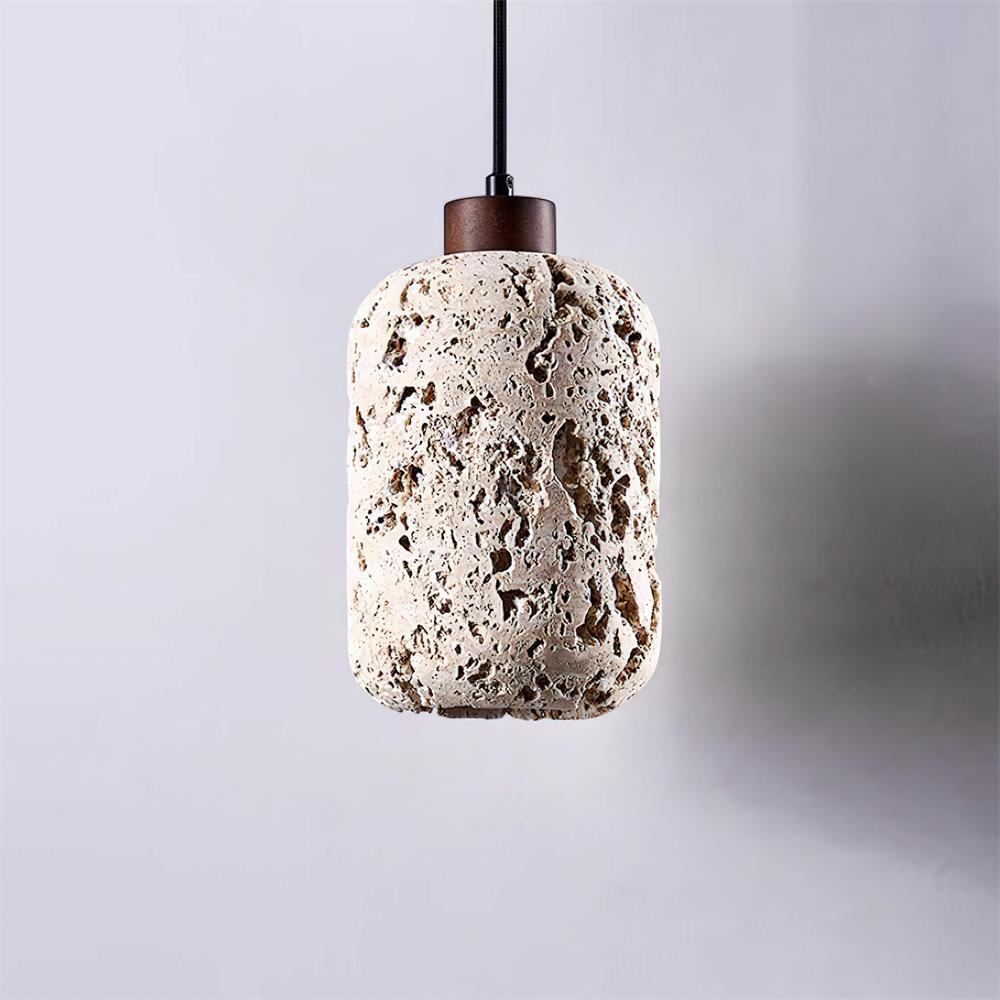 Pierced Cylinder Travertine Pendant Lamp — product view 18