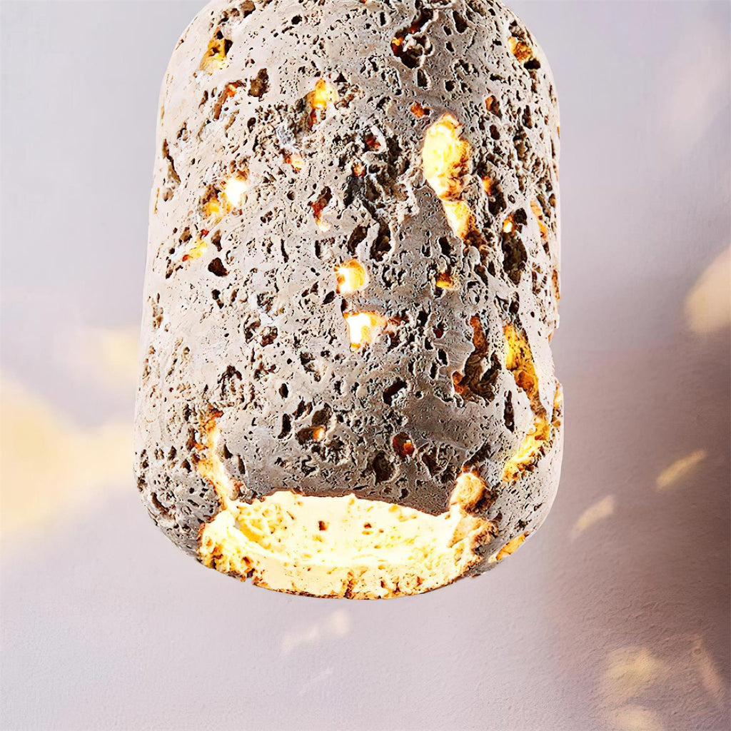 Pierced Cylinder Travertine Pendant Lamp — product view 19