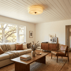 Art Deco Ribbed Glass LED Flush Mount Ceiling Light — view 6