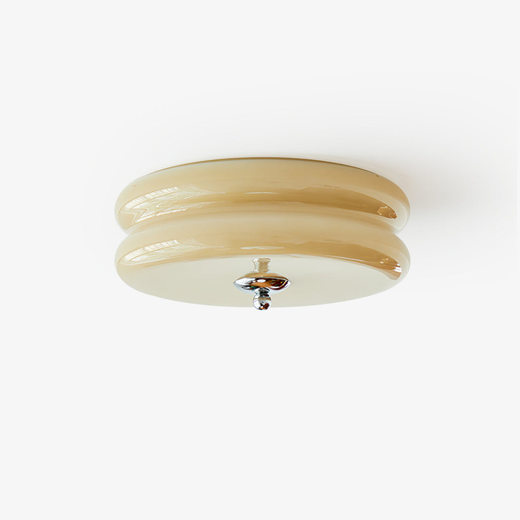 Art Deco Ribbed Glass LED Flush Mount Ceiling Light — view 30