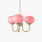 Colored Glass Globe Chandelier in Copper or Chrome — view 1