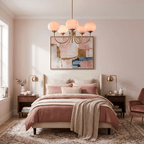 Colored Glass Globe Chandelier in Copper or Chrome — view 3