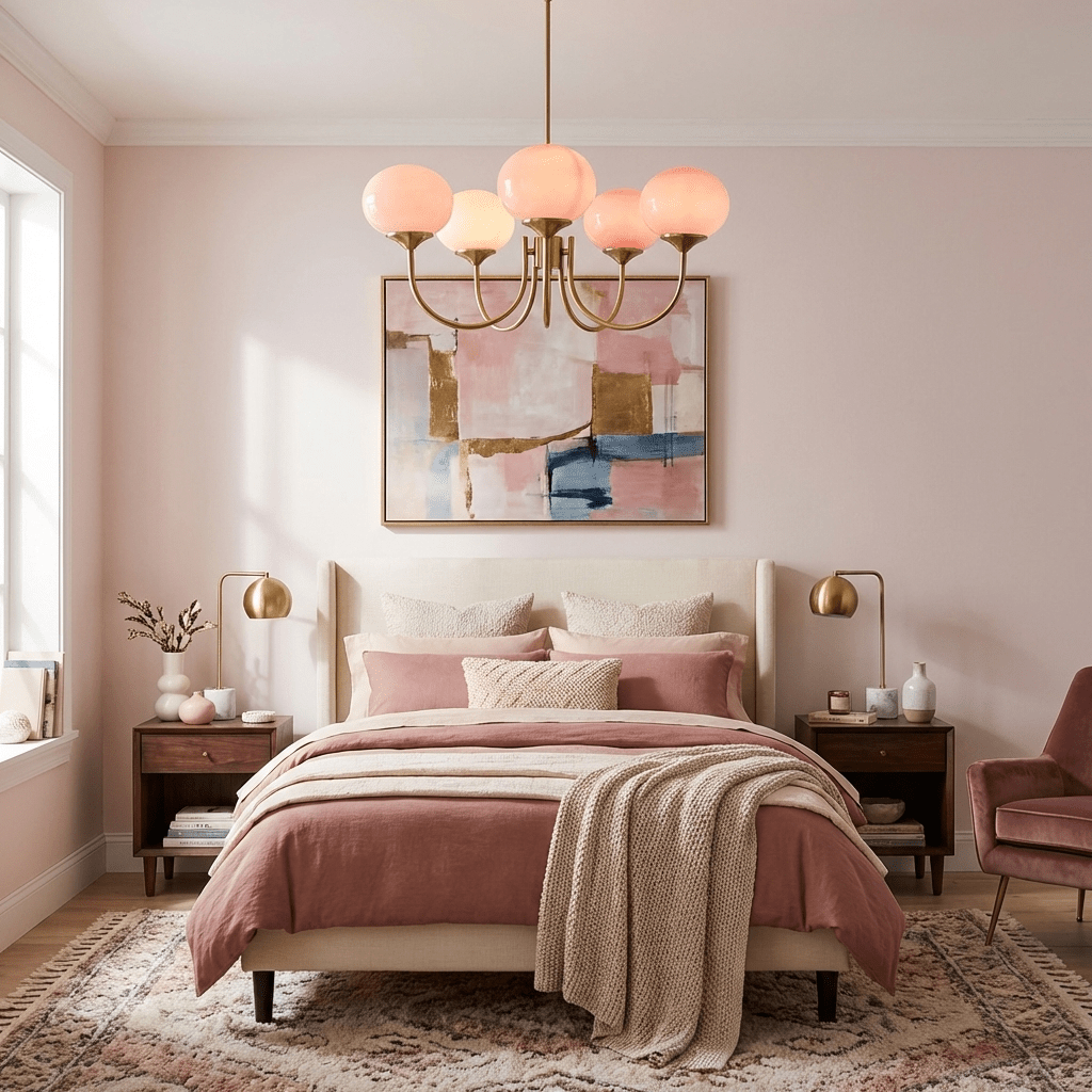 Colored Glass Globe Chandelier in Copper or Chrome — view 3