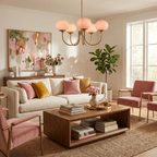Colored Glass Globe Chandelier in Copper or Chrome — view 5