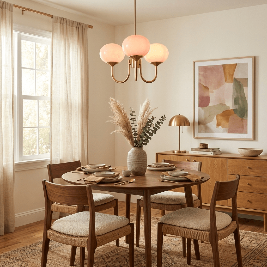 Colored Glass Globe Chandelier in Copper or Chrome — view 8