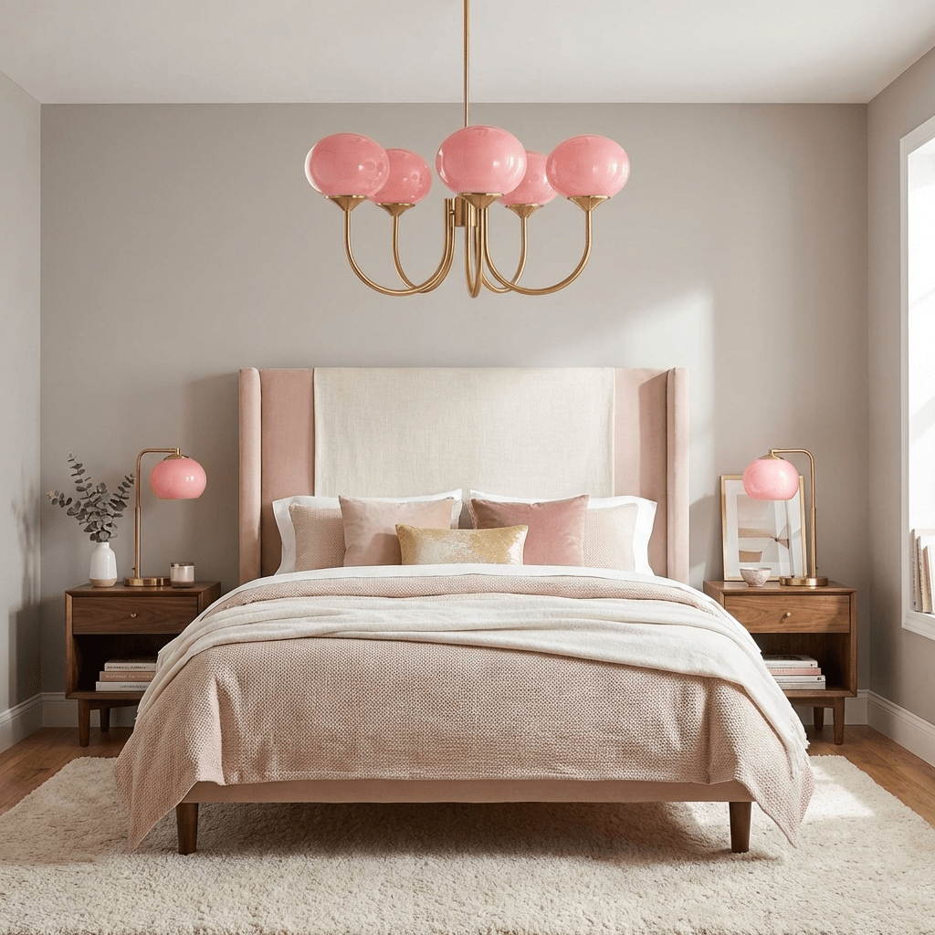 Colored Glass Globe Chandelier in Copper or Chrome — view 9