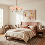 Colored Glass Globe Chandelier in Copper or Chrome — view 11