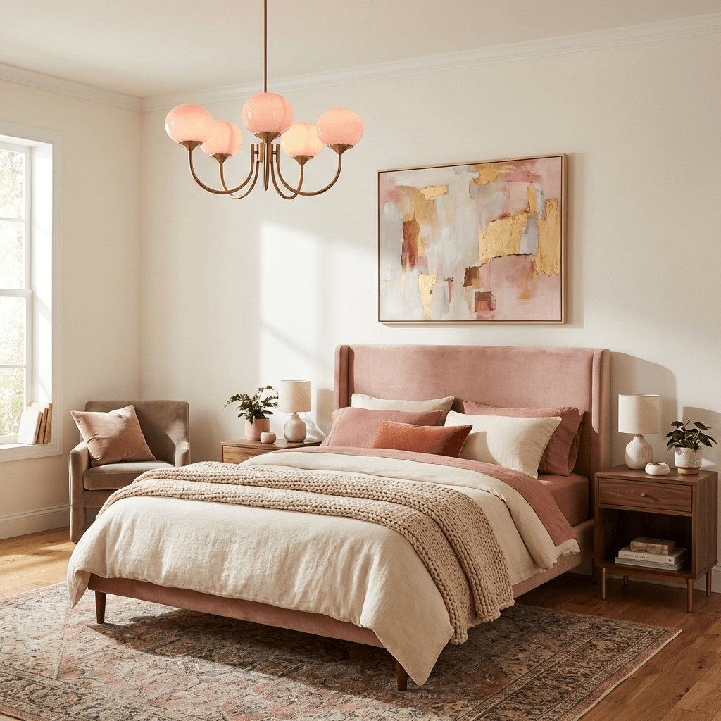 Colored Glass Globe Chandelier in Copper or Chrome — view 11
