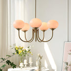 Colored Glass Globe Chandelier in Copper or Chrome — view 12