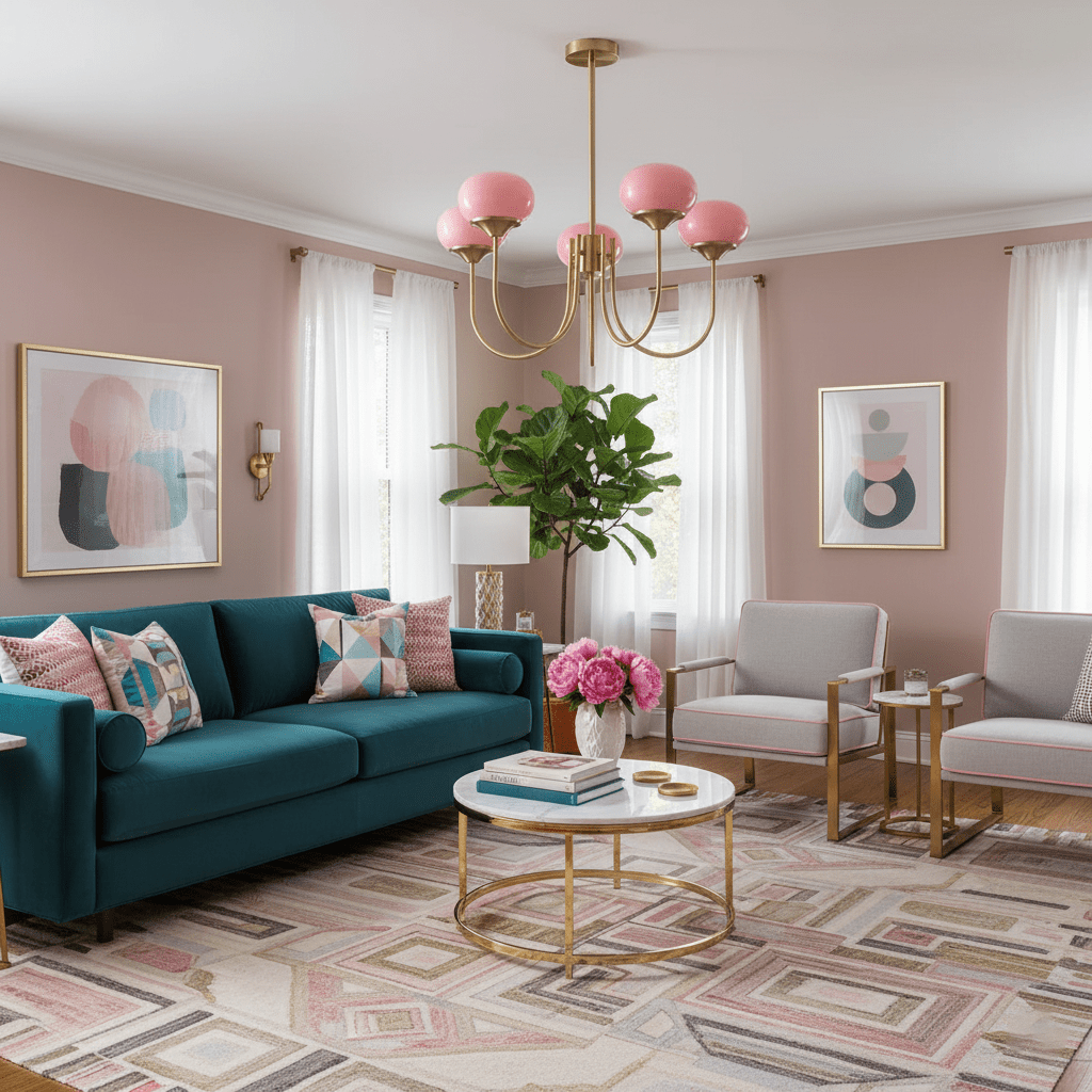 Colored Glass Globe Chandelier in Copper or Chrome — view 13