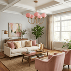Colored Glass Globe Chandelier in Copper or Chrome — view 15