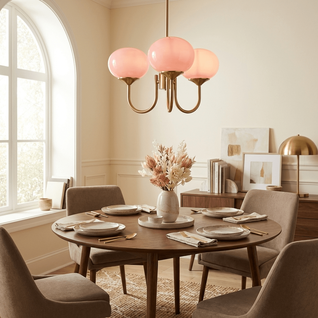 Colored Glass Globe Chandelier in Copper or Chrome — view 19