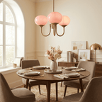 Colored Glass Globe Chandelier in Copper or Chrome — view 19