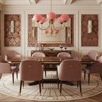 Colored Glass Globe Chandelier in Copper or Chrome — view 24