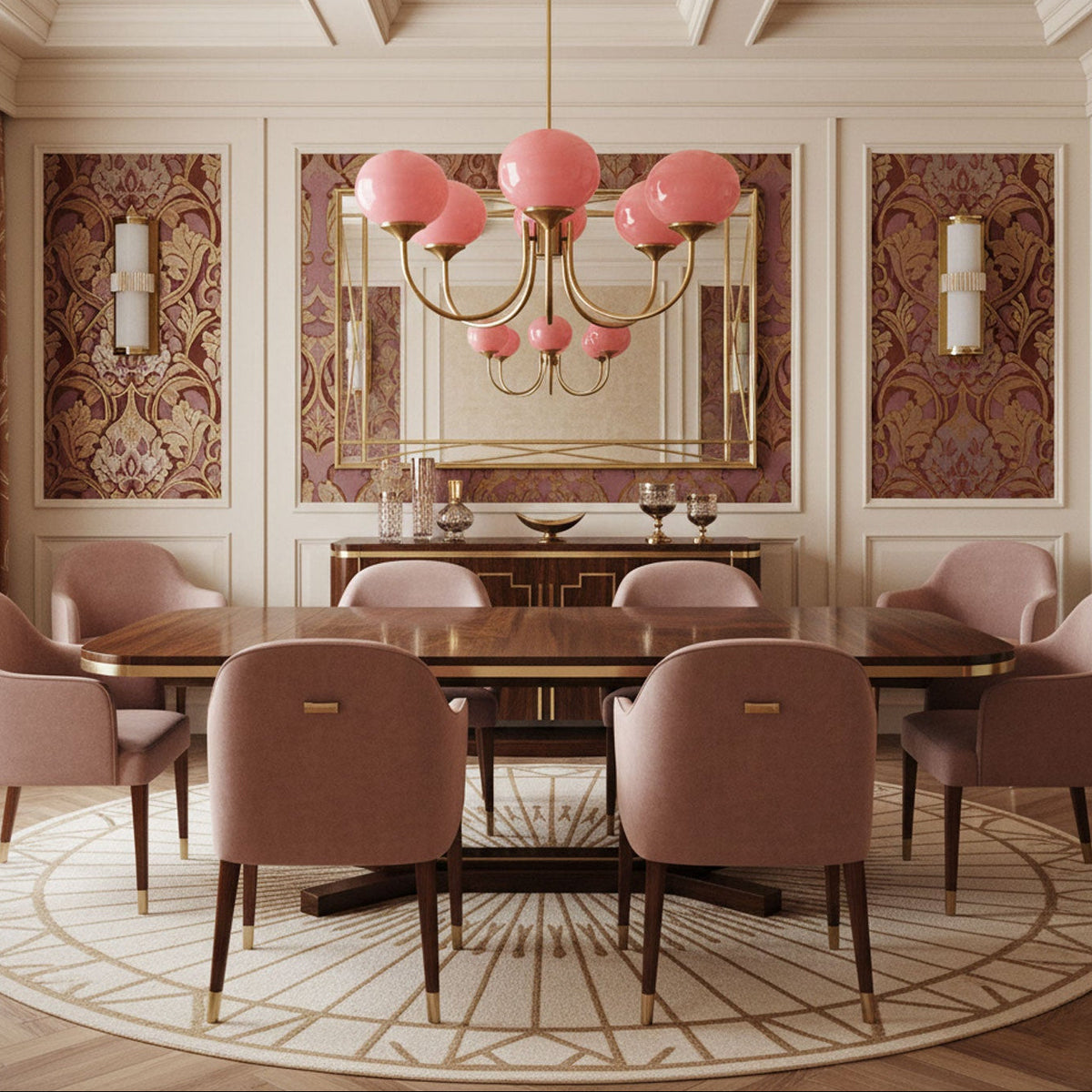 Colored Glass Globe Chandelier in Copper or Chrome — view 24