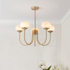 Colored Glass Globe Chandelier in Copper or Chrome — view 33