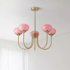 Colored Glass Globe Chandelier in Copper or Chrome — view 34