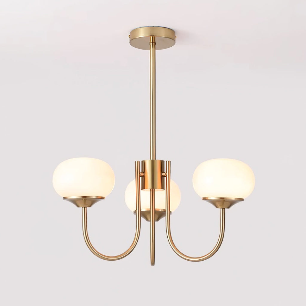 Colored Glass Globe Chandelier in Copper or Chrome — view 37