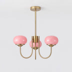 Colored Glass Globe Chandelier in Copper or Chrome — view 38